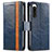 Leather Case Stands Flip Cover Holder S02D for Sony Xperia 5 IV Blue