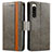 Leather Case Stands Flip Cover Holder S02D for Sony Xperia 5 IV Gray