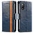 Leather Case Stands Flip Cover Holder S02D for Sony Xperia Ace II SO-41B Blue