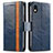 Leather Case Stands Flip Cover Holder S02D for Sony Xperia Ace III Blue