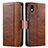 Leather Case Stands Flip Cover Holder S02D for Sony Xperia Ace III SOG08 Brown