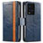 Leather Case Stands Flip Cover Holder S02D for Vivo iQOO 10 5G Blue