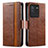 Leather Case Stands Flip Cover Holder S02D for Vivo iQOO Neo6 5G Brown