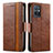 Leather Case Stands Flip Cover Holder S02D for Vivo iQOO Z6 5G Brown