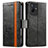 Leather Case Stands Flip Cover Holder S02D for Vivo iQOO Z6x Black
