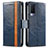 Leather Case Stands Flip Cover Holder S02D for Vivo V21e 5G Blue