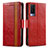 Leather Case Stands Flip Cover Holder S02D for Vivo V21e 5G Red