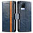 Leather Case Stands Flip Cover Holder S02D for Vivo V21s 5G Blue