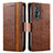 Leather Case Stands Flip Cover Holder S02D for Vivo X70 5G Brown