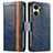 Leather Case Stands Flip Cover Holder S02D for Vivo Y02S Blue