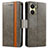 Leather Case Stands Flip Cover Holder S02D for Vivo Y02S Gray