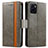 Leather Case Stands Flip Cover Holder S02D for Vivo Y10 Gray