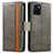 Leather Case Stands Flip Cover Holder S02D for Vivo Y32t Gray