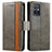 Leather Case Stands Flip Cover Holder S02D for Vivo Y33e 5G Gray