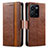 Leather Case Stands Flip Cover Holder S02D for Vivo Y35 4G