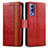 Leather Case Stands Flip Cover Holder S02D for Vivo Y72 5G Red