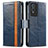 Leather Case Stands Flip Cover Holder S02D for Vivo Y74s 5G Blue