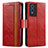 Leather Case Stands Flip Cover Holder S02D for Vivo Y74s 5G Red