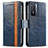 Leather Case Stands Flip Cover Holder S02D for Vivo Y76 5G Blue