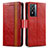 Leather Case Stands Flip Cover Holder S02D for Vivo Y76 5G Red