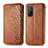 Leather Case Stands Flip Cover Holder S02D for Xiaomi Mi 10T Pro 5G Brown