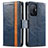 Leather Case Stands Flip Cover Holder S02D for Xiaomi Mi 11T 5G Blue