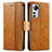 Leather Case Stands Flip Cover Holder S02D for Xiaomi Mi 12X 5G Light Brown