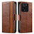 Leather Case Stands Flip Cover Holder S02D for Xiaomi Mi 13T Pro 5G Brown