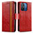 Leather Case Stands Flip Cover Holder S02D for Xiaomi Poco C55 Red