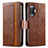 Leather Case Stands Flip Cover Holder S02D for Xiaomi Poco F3 GT 5G Brown