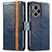 Leather Case Stands Flip Cover Holder S02D for Xiaomi Poco F5 5G Blue