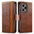 Leather Case Stands Flip Cover Holder S02D for Xiaomi Poco F5 5G Brown