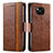 Leather Case Stands Flip Cover Holder S02D for Xiaomi Poco X3 Pro Brown