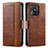 Leather Case Stands Flip Cover Holder S02D for Xiaomi Redmi 10 India Brown