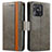 Leather Case Stands Flip Cover Holder S02D for Xiaomi Redmi 10 India Gray