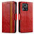 Leather Case Stands Flip Cover Holder S02D for Xiaomi Redmi 10 India Red