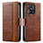 Leather Case Stands Flip Cover Holder S02D for Xiaomi Redmi 10 Power Brown