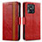 Leather Case Stands Flip Cover Holder S02D for Xiaomi Redmi 10 Power Red