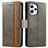 Leather Case Stands Flip Cover Holder S02D for Xiaomi Redmi 12 4G Gray