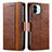 Leather Case Stands Flip Cover Holder S02D for Xiaomi Redmi A1 Brown