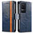 Leather Case Stands Flip Cover Holder S02D for Xiaomi Redmi K40S 5G Blue