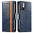 Leather Case Stands Flip Cover Holder S02D for Xiaomi Redmi Note 10 5G Blue