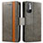 Leather Case Stands Flip Cover Holder S02D for Xiaomi Redmi Note 10 5G Gray