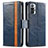 Leather Case Stands Flip Cover Holder S02D for Xiaomi Redmi Note 10 Pro 4G Blue