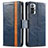 Leather Case Stands Flip Cover Holder S02D for Xiaomi Redmi Note 10 Pro Max Blue