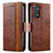 Leather Case Stands Flip Cover Holder S02D for Xiaomi Redmi Note 11 Pro 4G Brown
