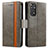 Leather Case Stands Flip Cover Holder S02D for Xiaomi Redmi Note 11 Pro 4G Gray