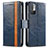 Leather Case Stands Flip Cover Holder S02D for Xiaomi Redmi Note 11 SE 5G Blue