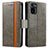 Leather Case Stands Flip Cover Holder S02D for Xiaomi Redmi Note 11 SE India 4G Gray