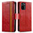 Leather Case Stands Flip Cover Holder S02D for Xiaomi Redmi Note 11 SE India 4G Red